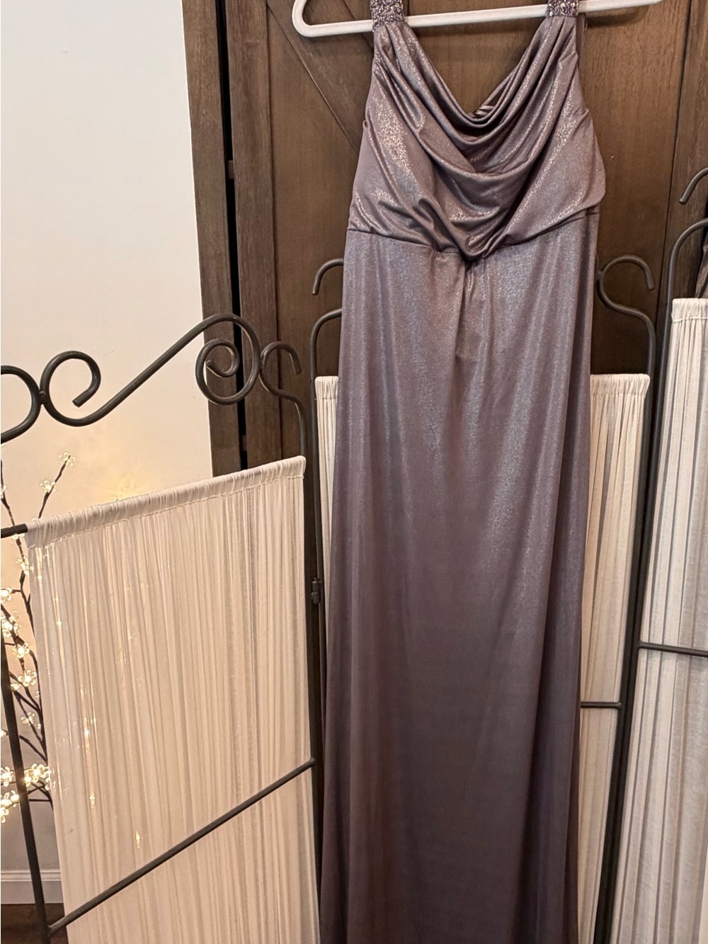 Night Way Collections Shimmery Mauve Satin Evening Dress